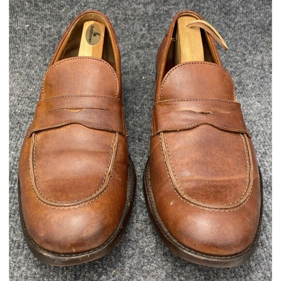 Frye Mens 10 D Cognac Tan Leather Penny Loafers Moc Toe Dress Shoes Mexico 4001 main image 9